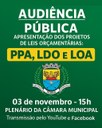 AUDIÊNCIA PÚBLICA – Projetos de Leis Orçamentárias: PPA, LDO e LOA