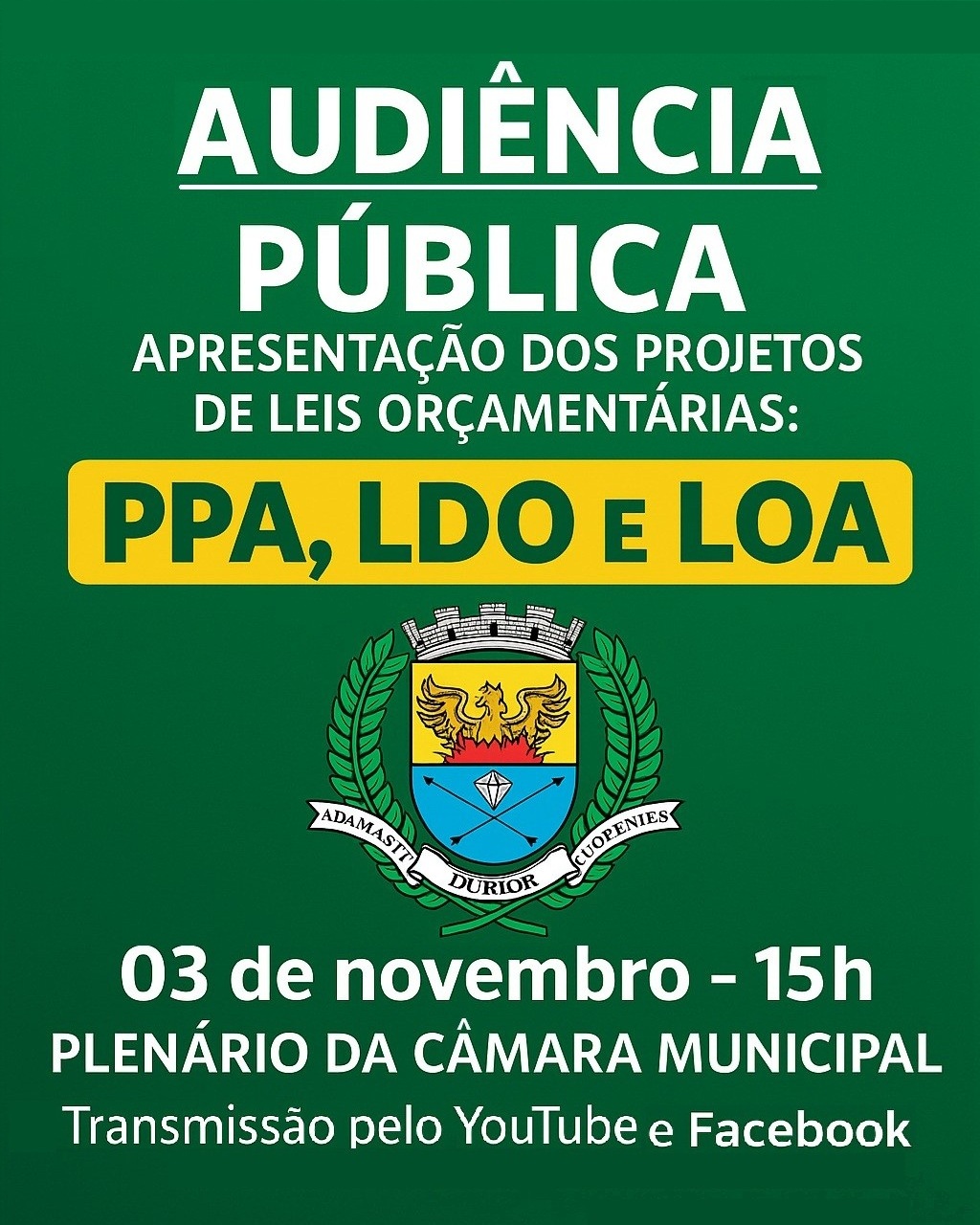 AUDIÊNCIA PÚBLICA – Projetos de Leis Orçamentárias: PPA, LDO e LOA