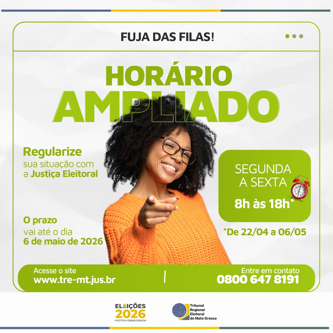 Horário de atendimento na Justiça Eleitoral será ampliado para 8h às 18h